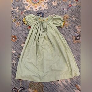 Castles and Crowns Girls Sunflower Smocked Green Check Bishop Dress Size 8